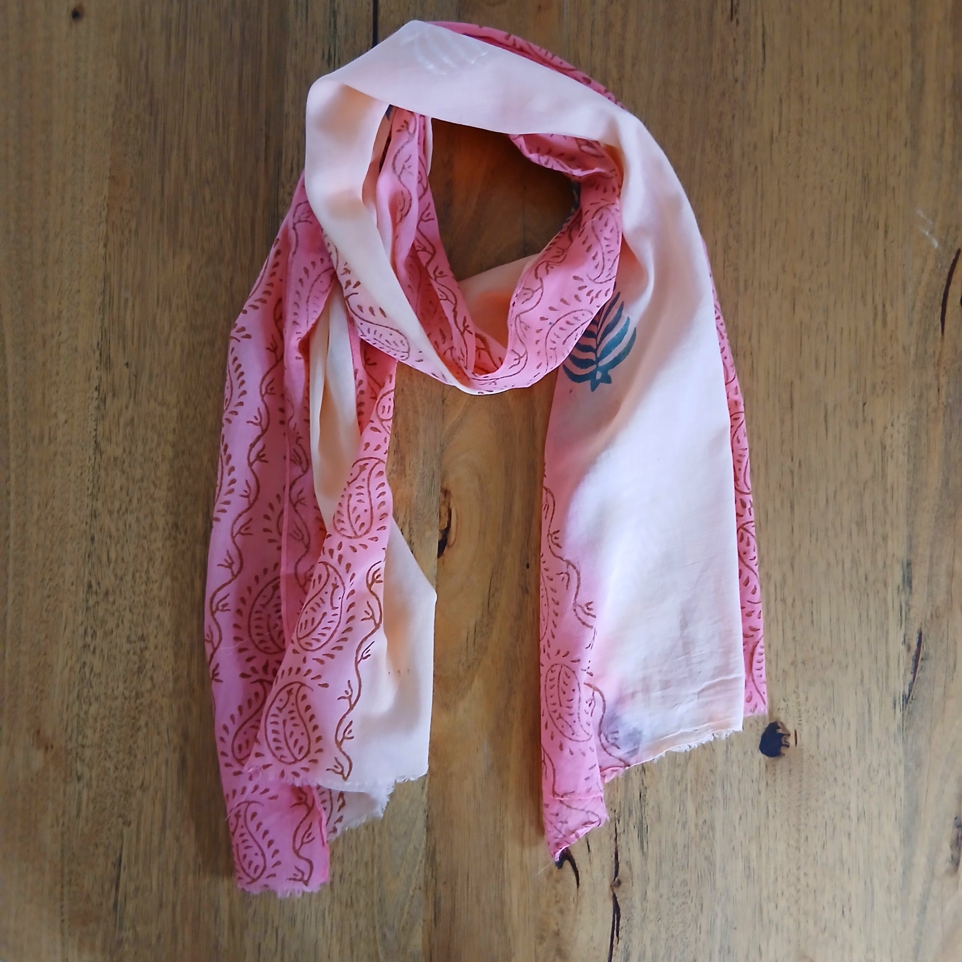 Simple with Leafs Printed - Pure Cotton Scarf 169728