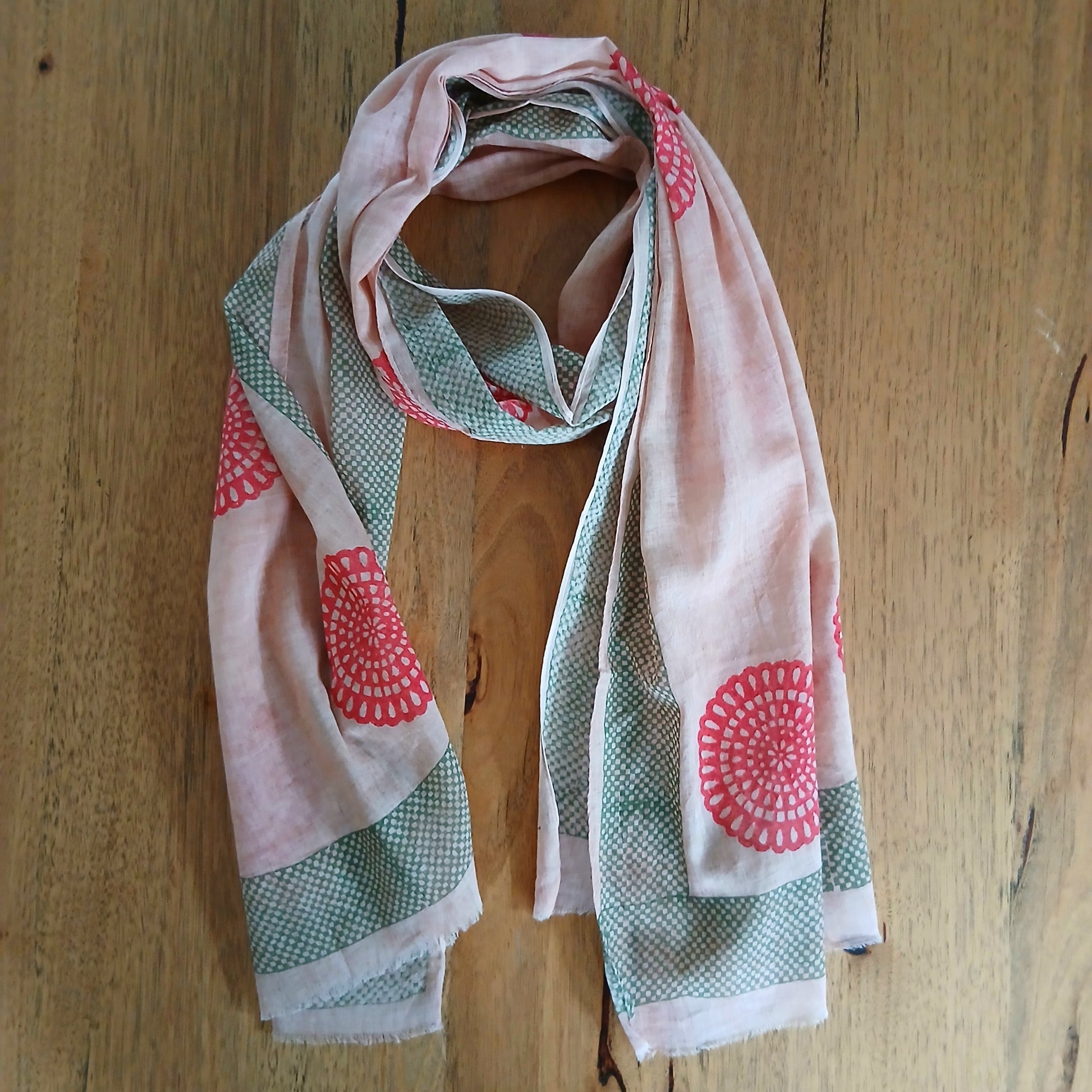 Checkers Border and Design - Pure Cotton Scarf 14456