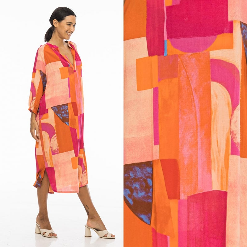Palme Tunisian Collar Viscose Dress - Rose Fonce 65860