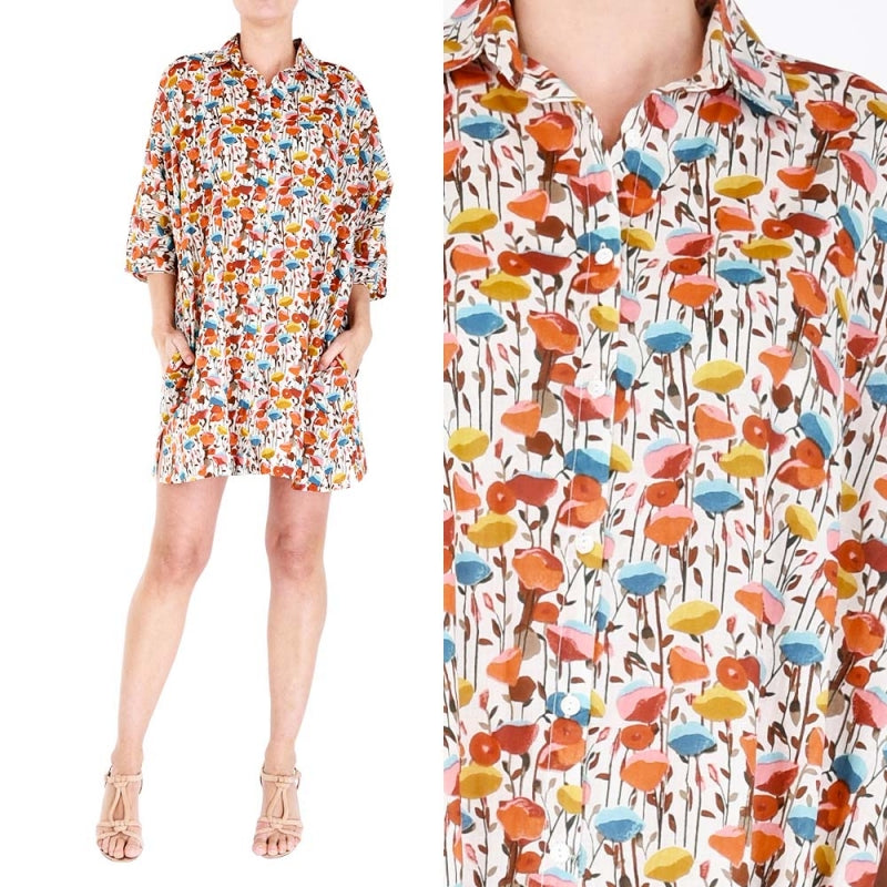 Palme Cotton Printed Maxi Shirt - Orange Clair 65950