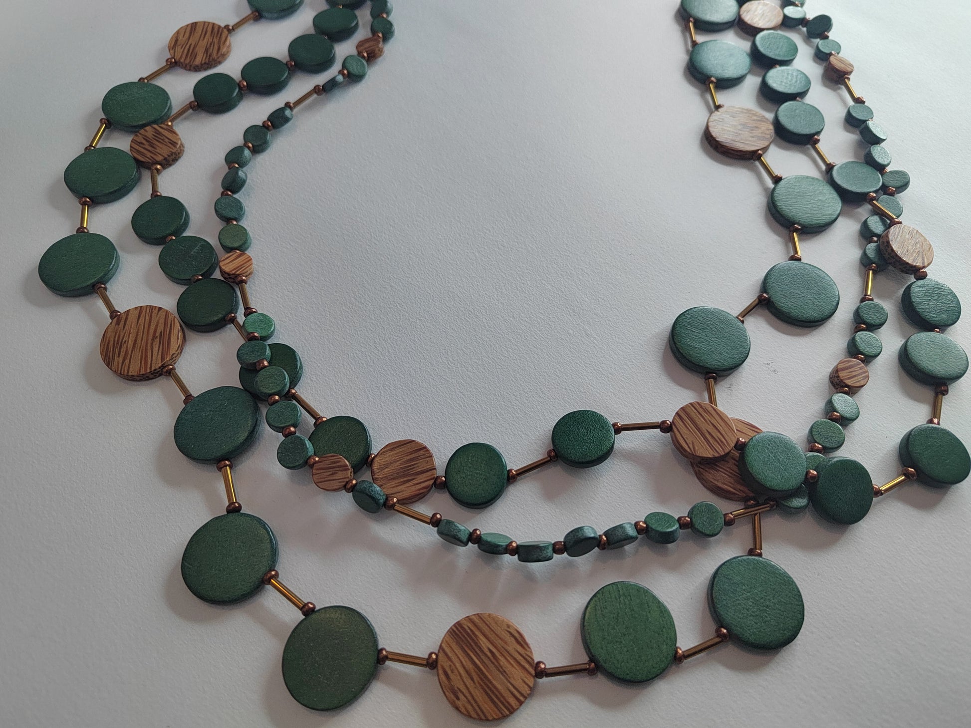 Round Wooden Beads Layered Necklace N7-713FM