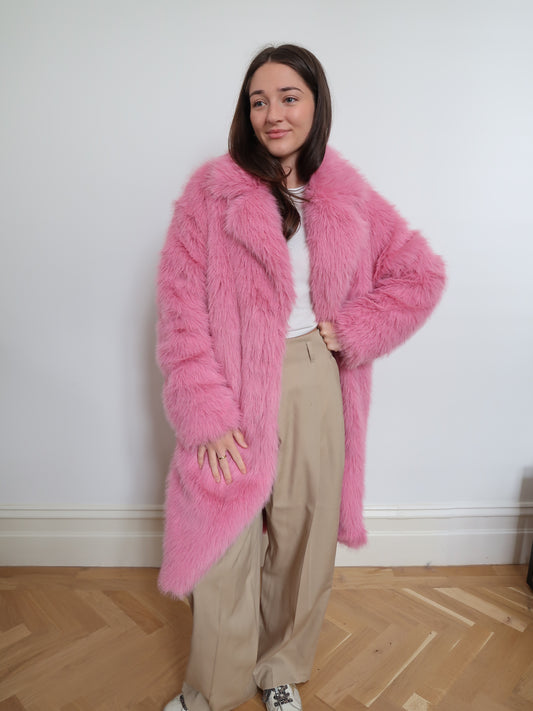 FAUX FUR COAT - FUCHSIA