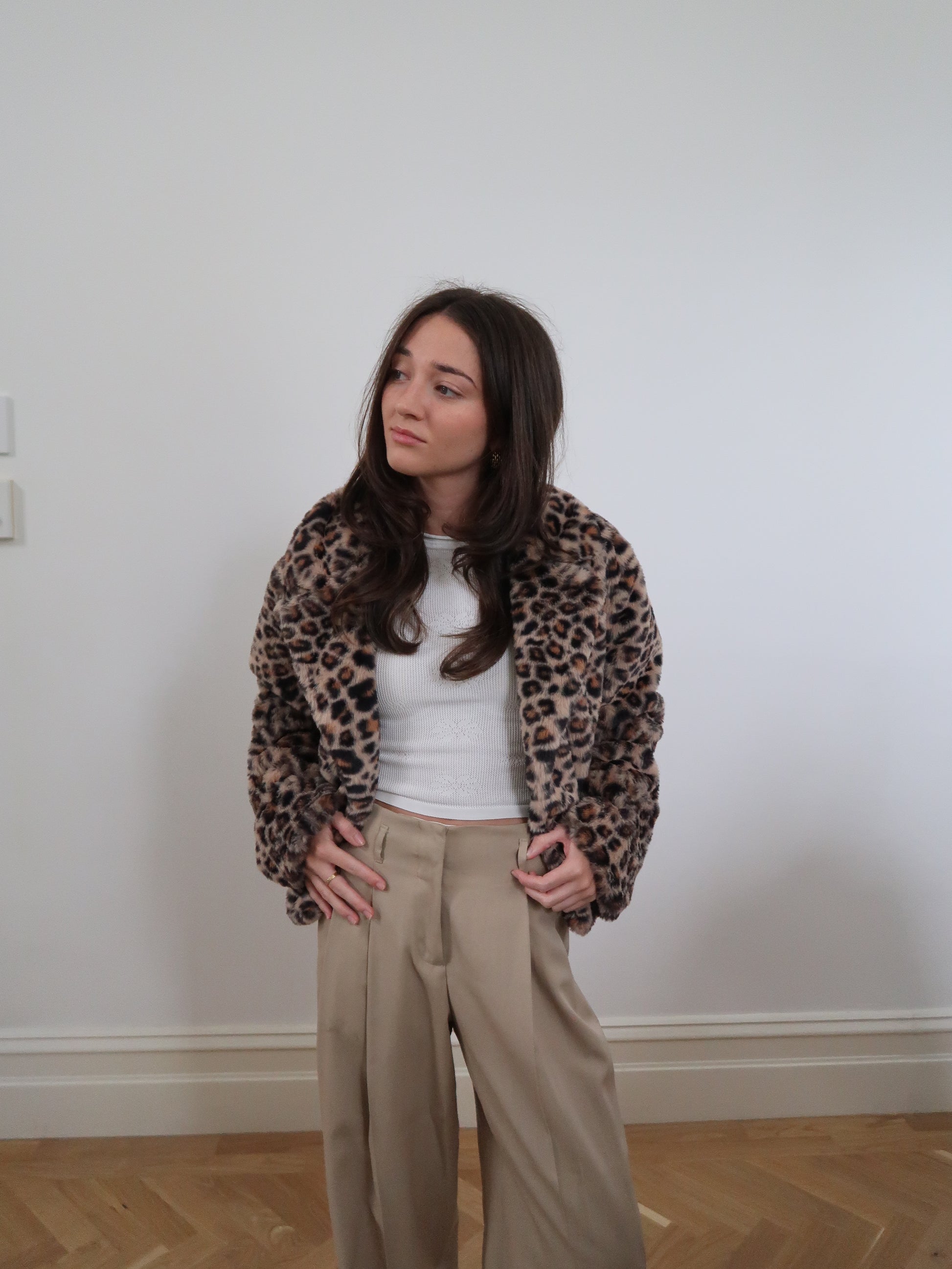 Short Faux Fur Leopard Jacket - LC251C