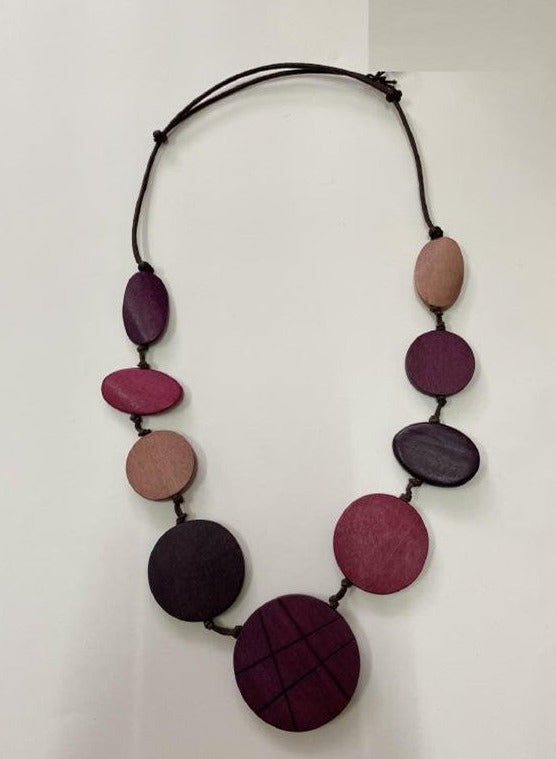 Circles and Ovals Necklace Wooden N7-965