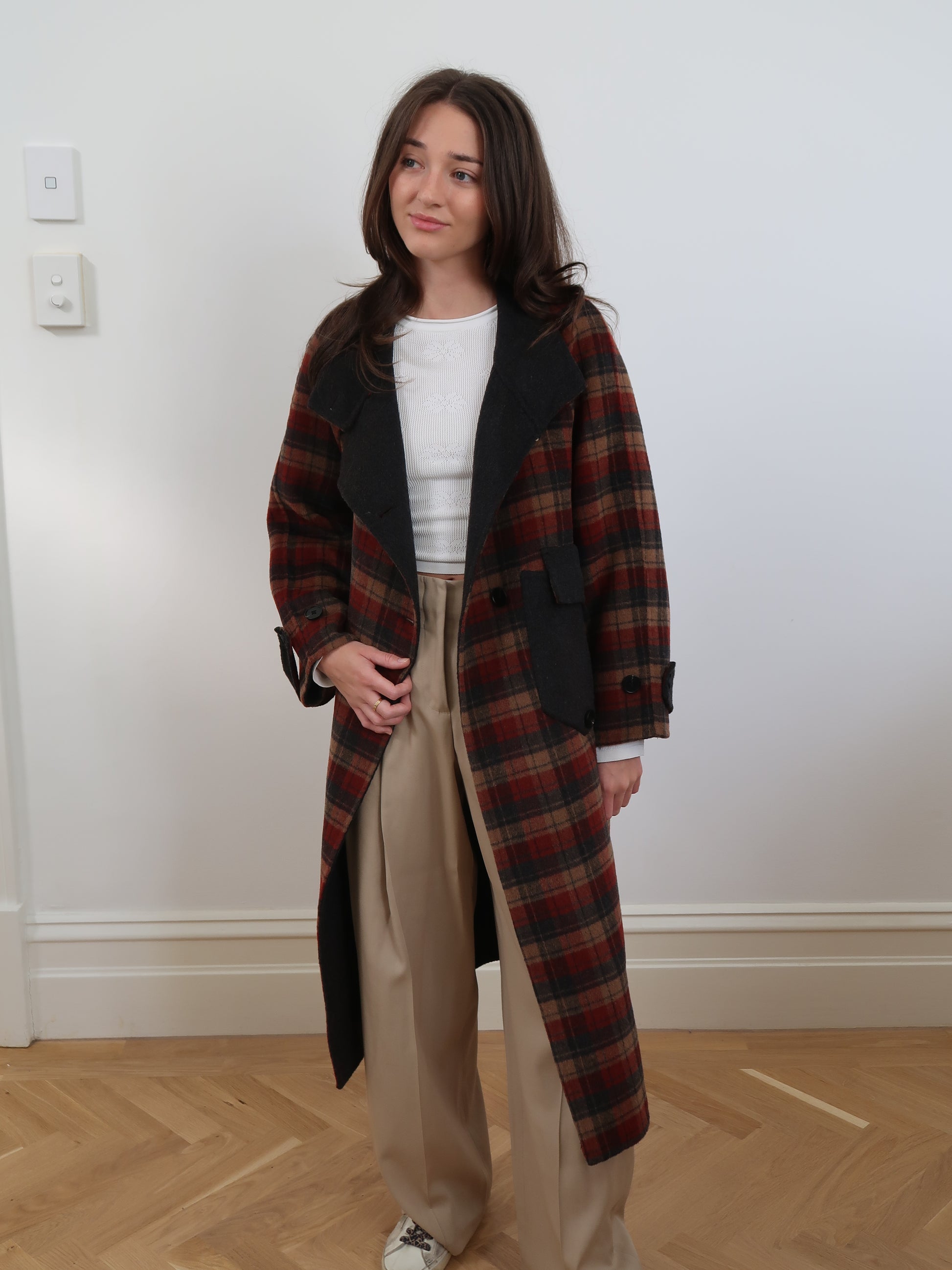 LONG TRENCH COAT - WINE