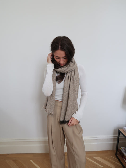 WOOL BLEND SCARF - BEIGE