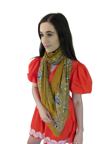 Soft Mustard Patterned Scarf 332270