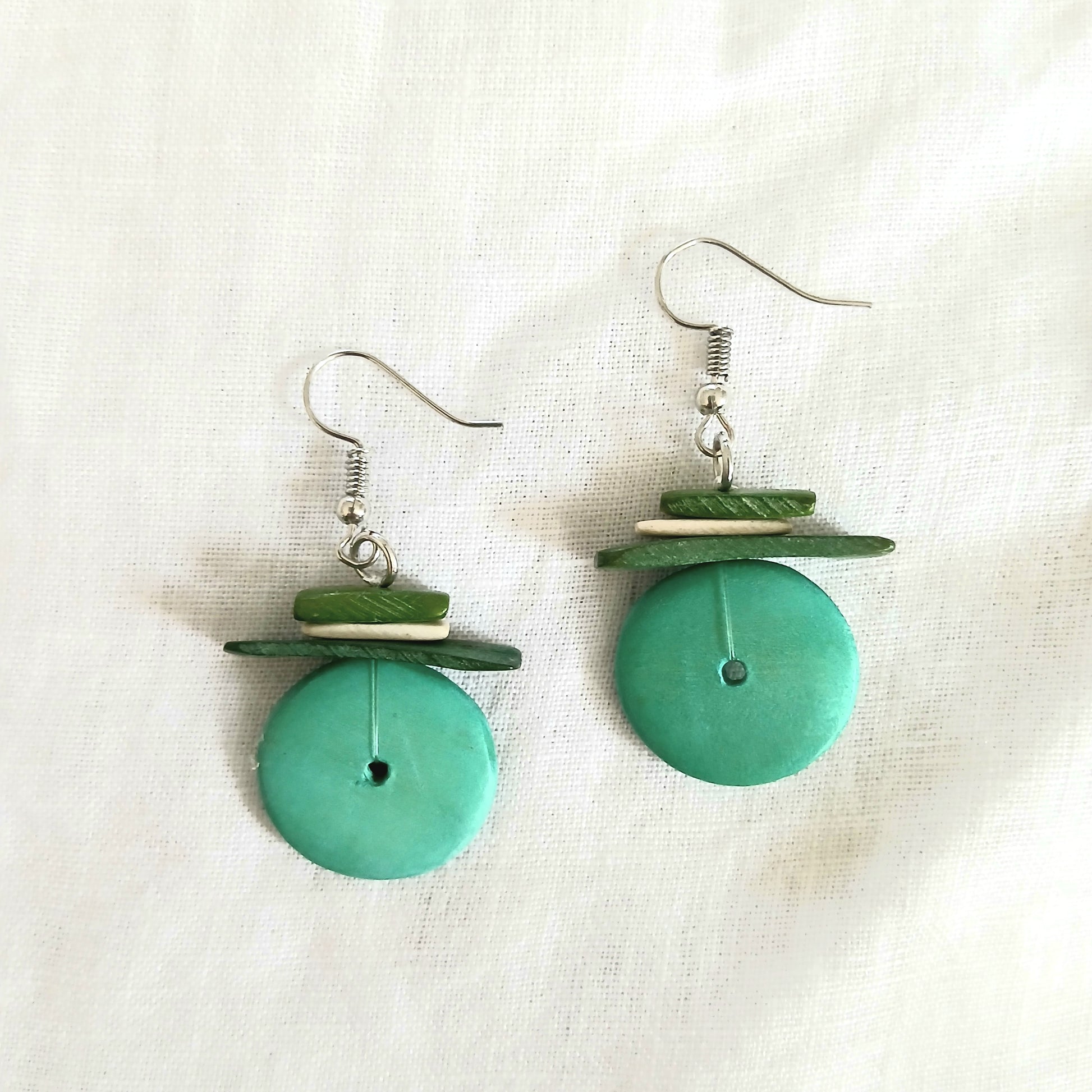 PRE-ORDER Wooden Hat Beaded Earrings E7-1475