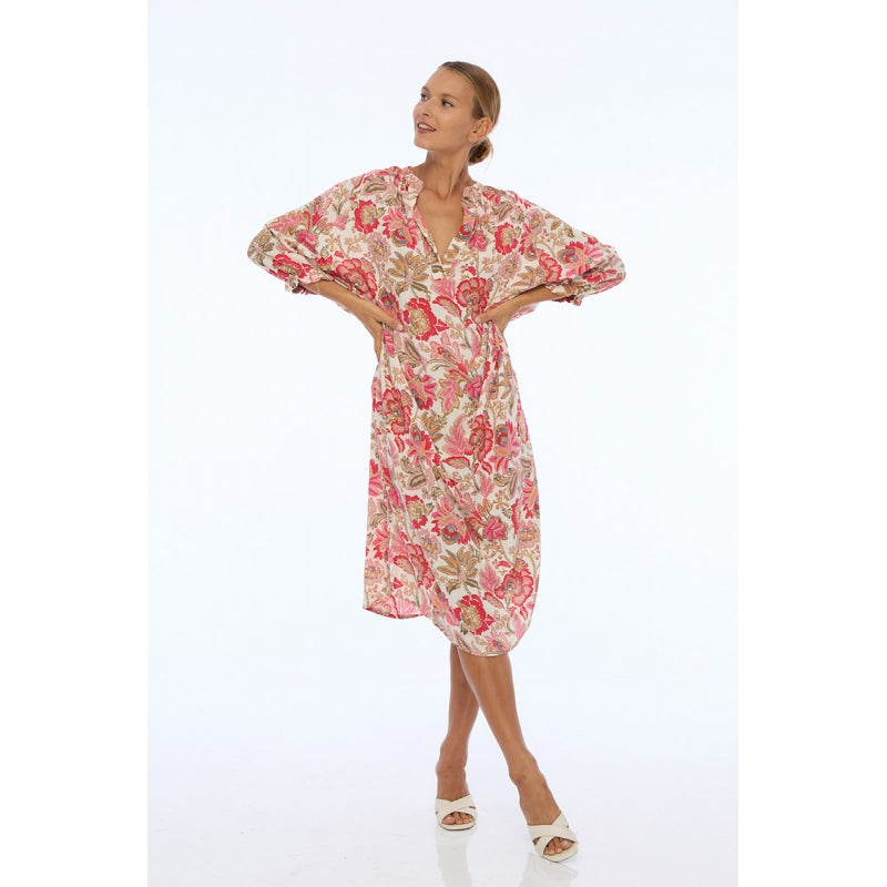 PRE-ORDER Short Sleeves Collar Dress Printed 66974