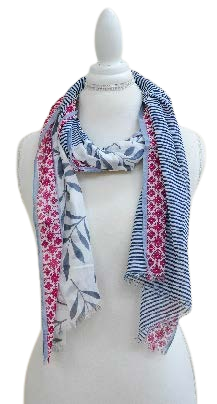 Pink and Blue Patterned Scarf Yash-414n