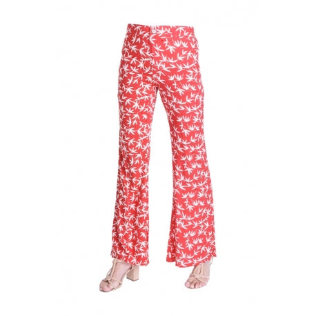 Seventies Printed Viscose Trousers - Rouge Clair