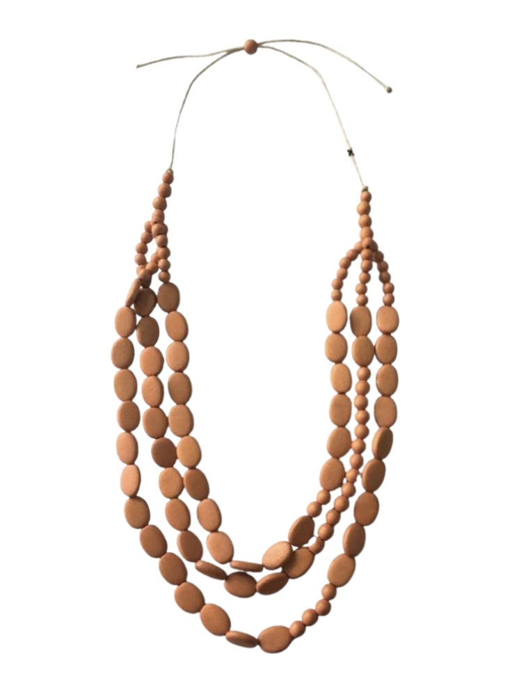 Classic 3-Layered Wooden Beaded Necklace N6-3542H