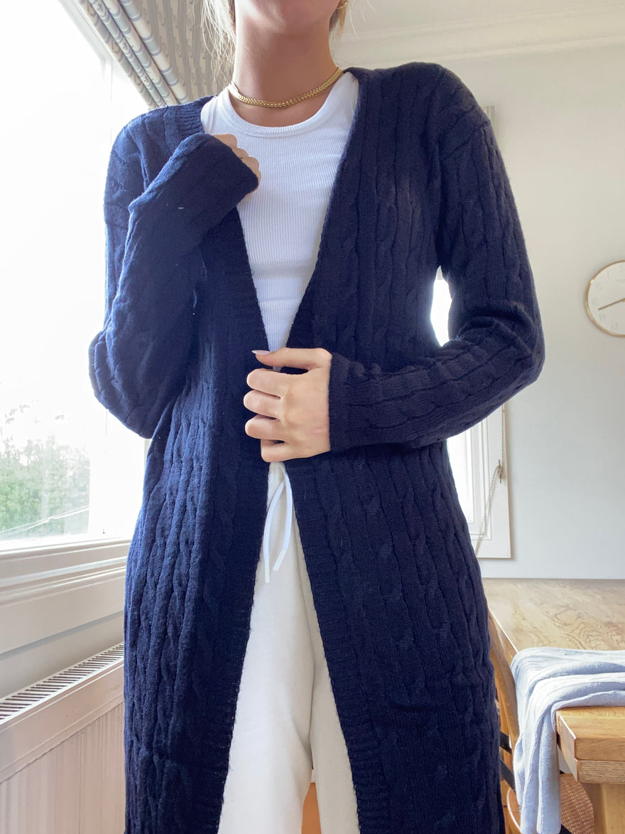 Cable Knit Cardigan - Navy