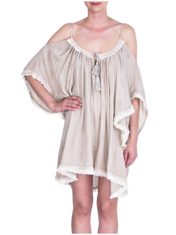 Palme Viscose Crepe Top Block Print - Beige 57913