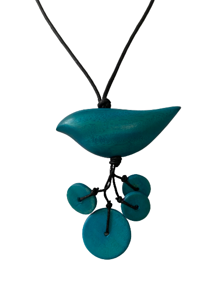 Birdie Shaped with 4 Circled Wooden Beaded Necklace N6-5372