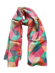 Pink and Blue Patterned Silk Scarf - CinnamonCreations