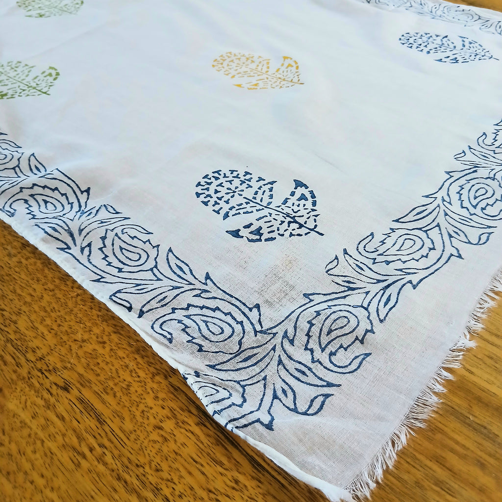 Pure Cotton Scarf - White with Print 15481