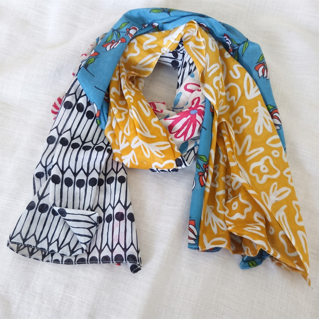 Boho Floral & Patchwork Print Lightweight Scarf 64805-0450