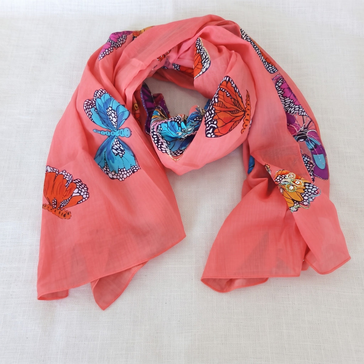 Butterfly Print Lightweight Summer Scarf 44288