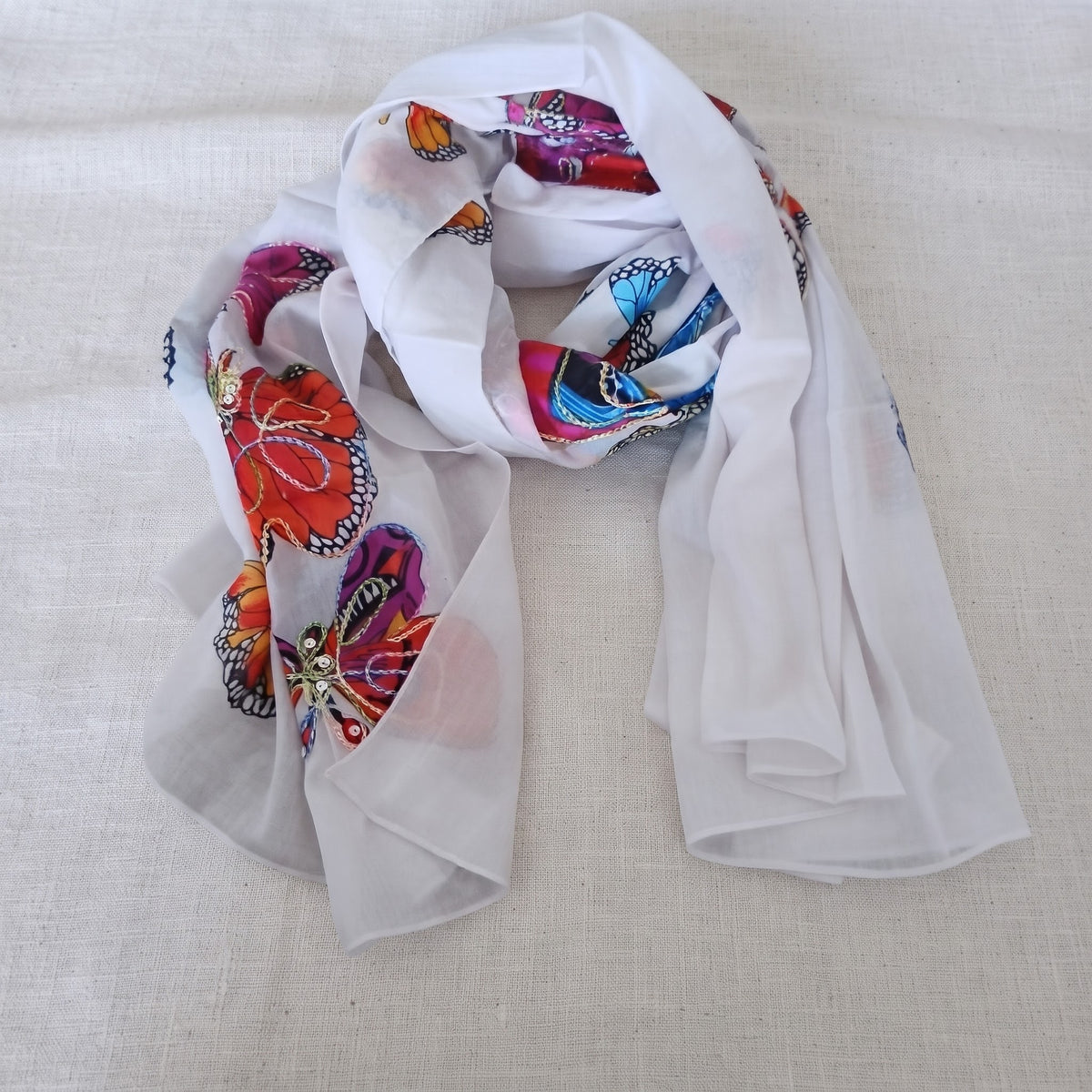 Butterfly Print Lightweight Summer Scarf 44288