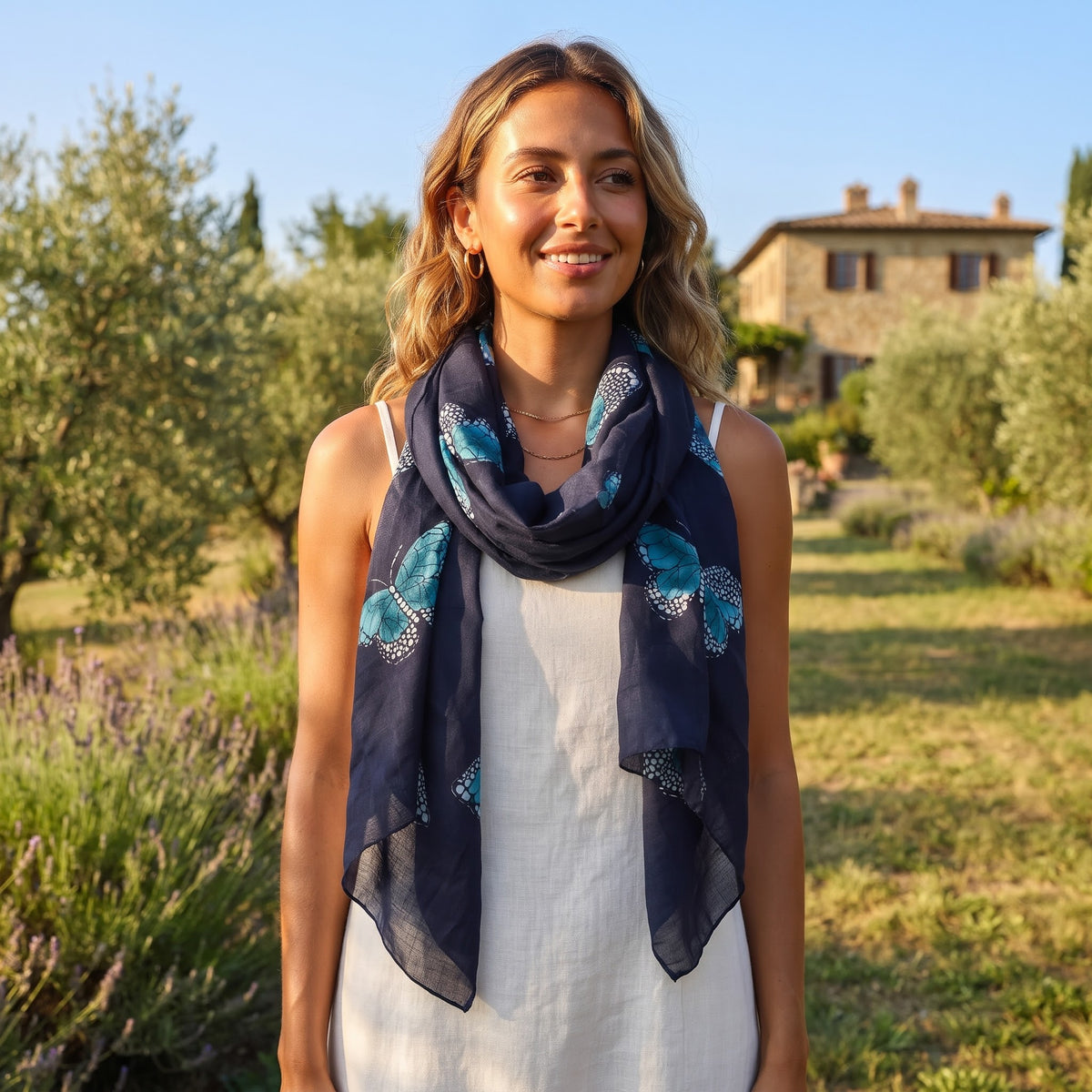 Butterfly Print Lightweight Summer Scarf 44288