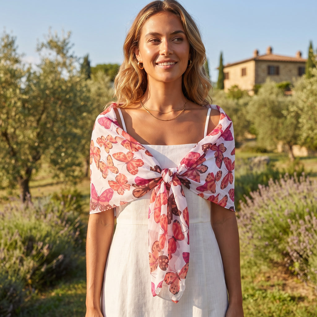 Vibrant Butterfly Print Lightweight Scarf 65932