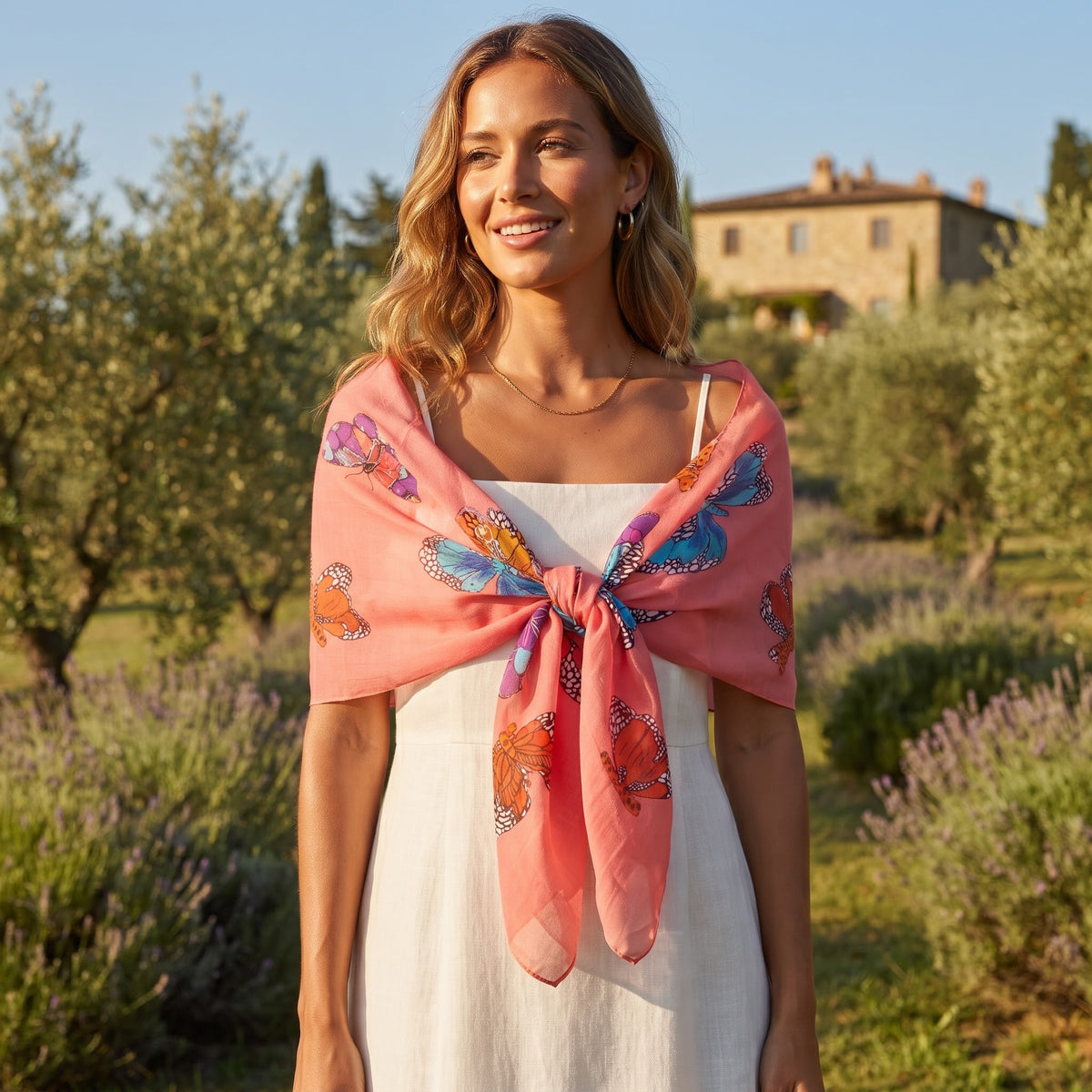 Butterfly Print Lightweight Summer Scarf 44288