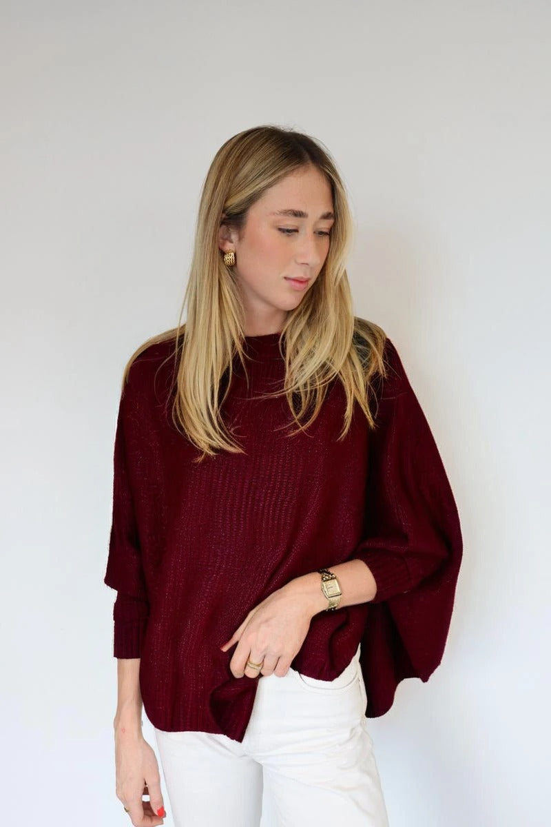 Knitted and Simple Plain Sweater - TS2355