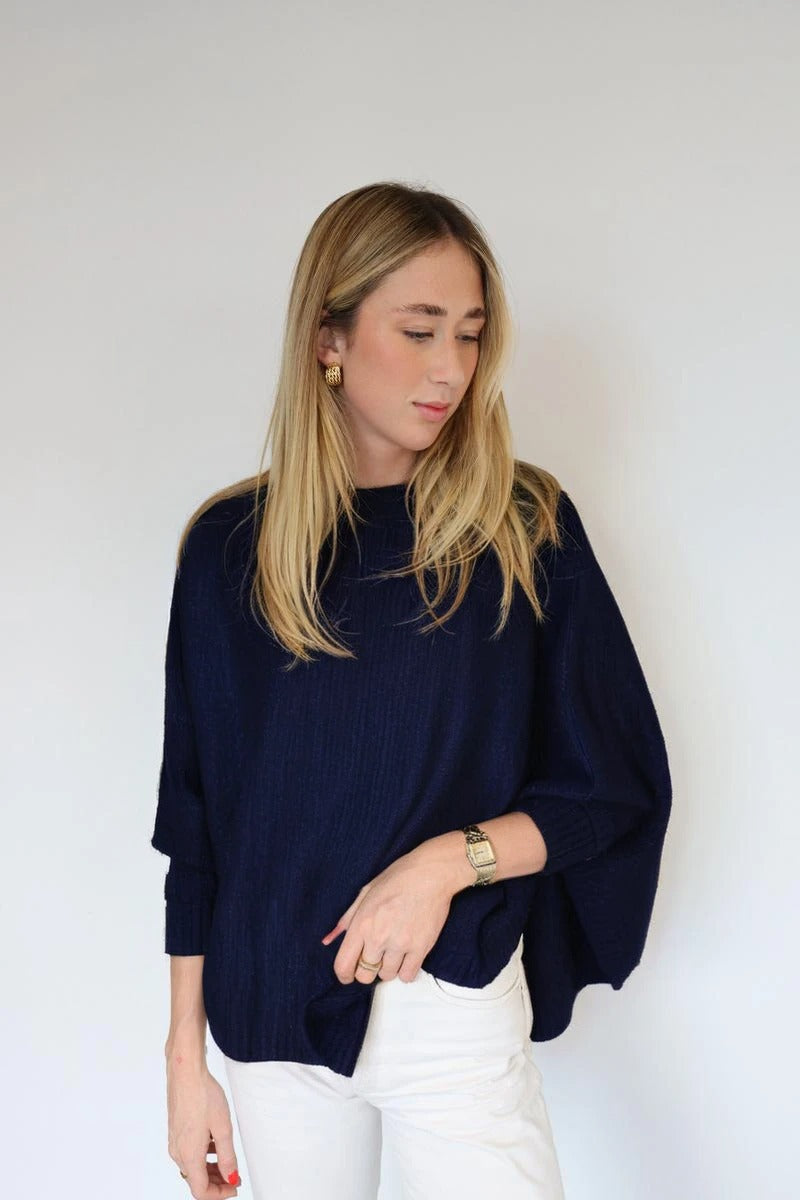 Knitted and Simple Plain Sweater - TS2355