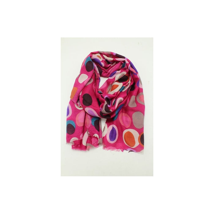 Two Toned Dotted Viscose Scarves - Rose Fonce