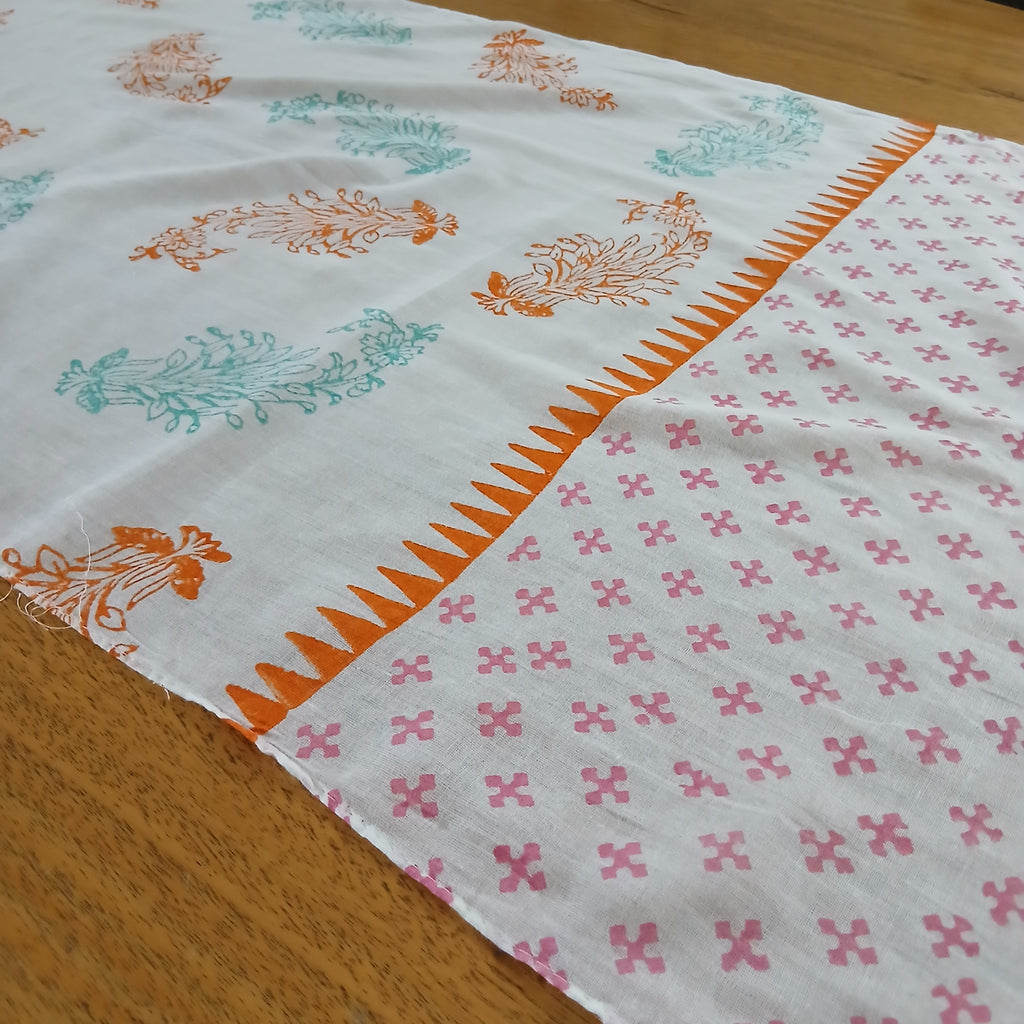 Orange and Turquoise Pattern - Pure Cotton Scarf 16715