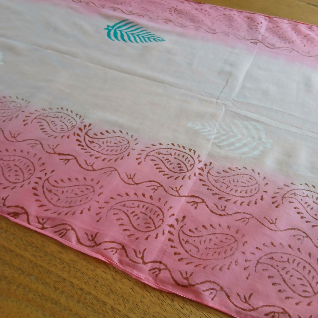 Simple with Leafs Printed - Pure Cotton Scarf 169728