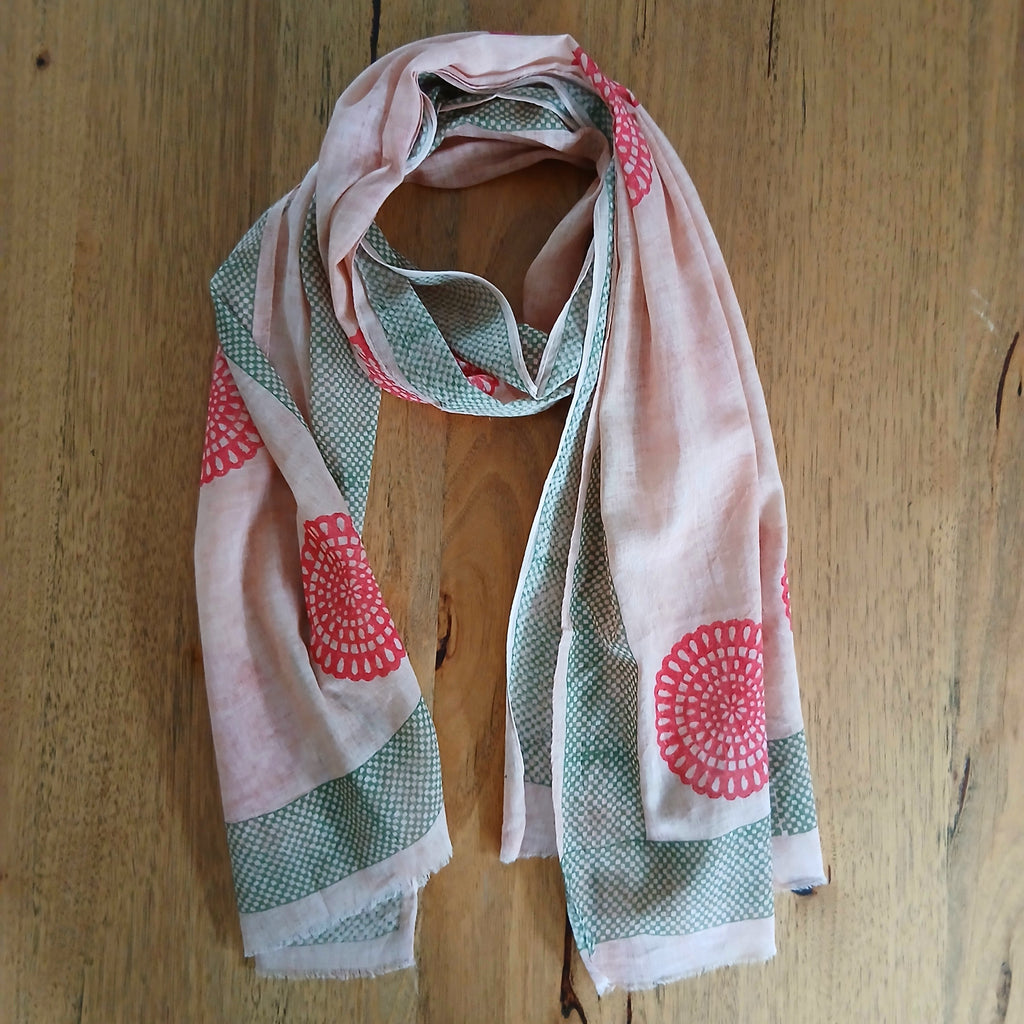 Checkers Border and Design - Pure Cotton Scarf 14456