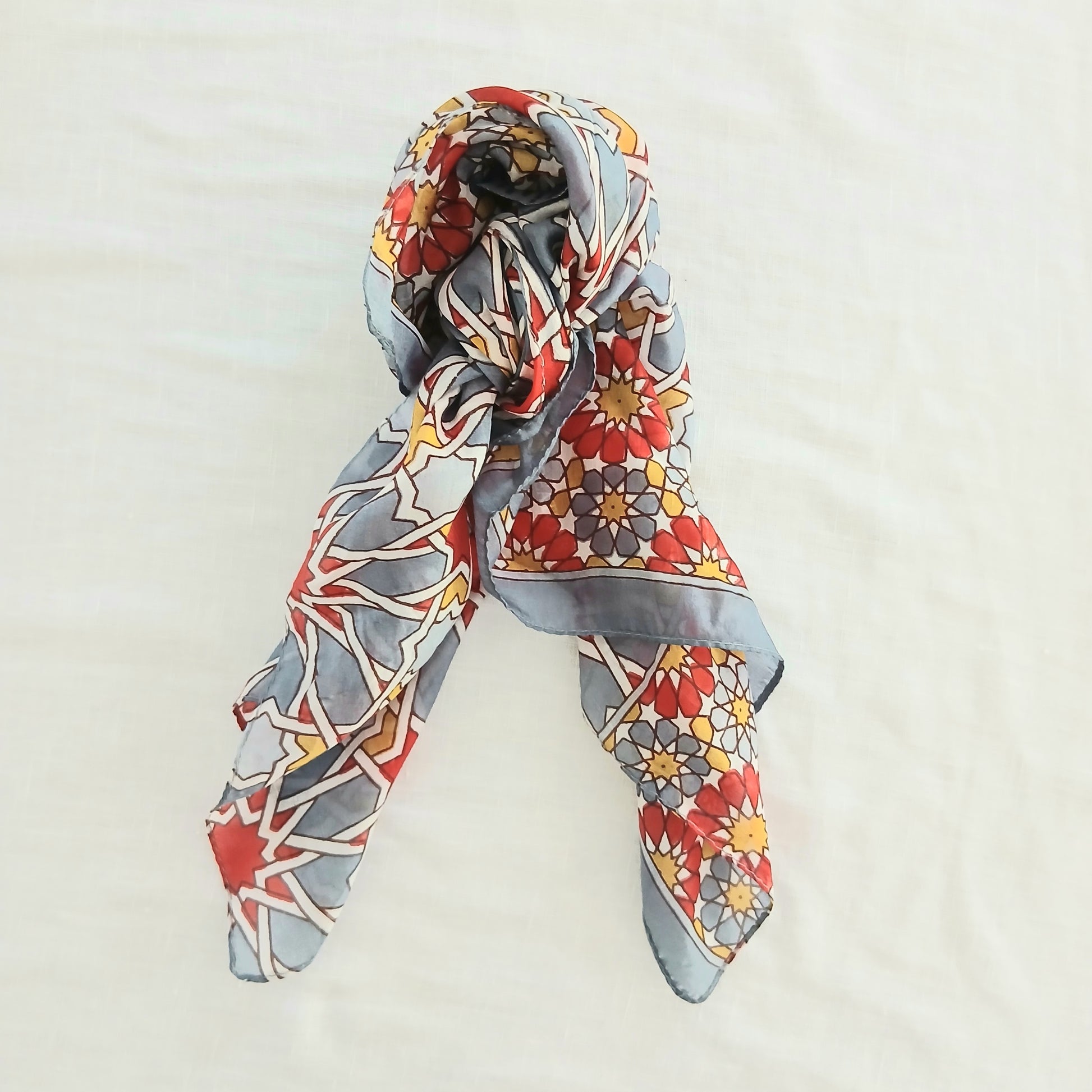 Pure Silk Scarf Geometrical Stars Design PS-1141/S