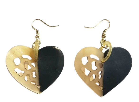 Carved Heart Half and Half Earrings 31457