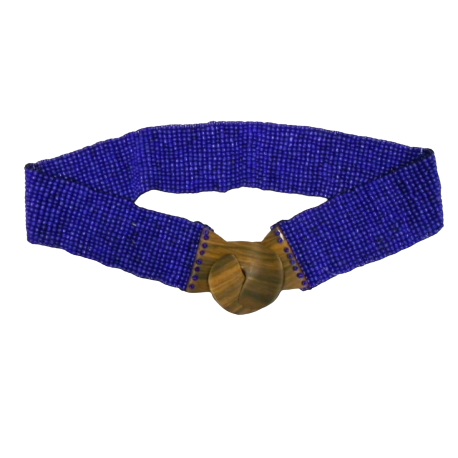 Plain Pearl Belt with Wooden Buckle - Waist Belt 36718