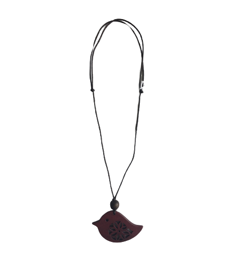 Engraved Little Wooden Bird Necklace N6-2956