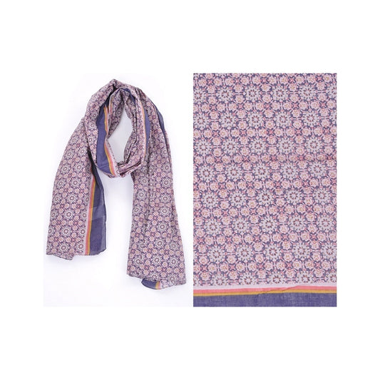 Cotton Scarf Kaleidoscope Print - ROUGE CLAIR