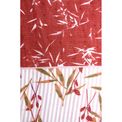 POLYESTER BAMBOO AND STRIPED PRINT SCARF - ROUGE CLAIR