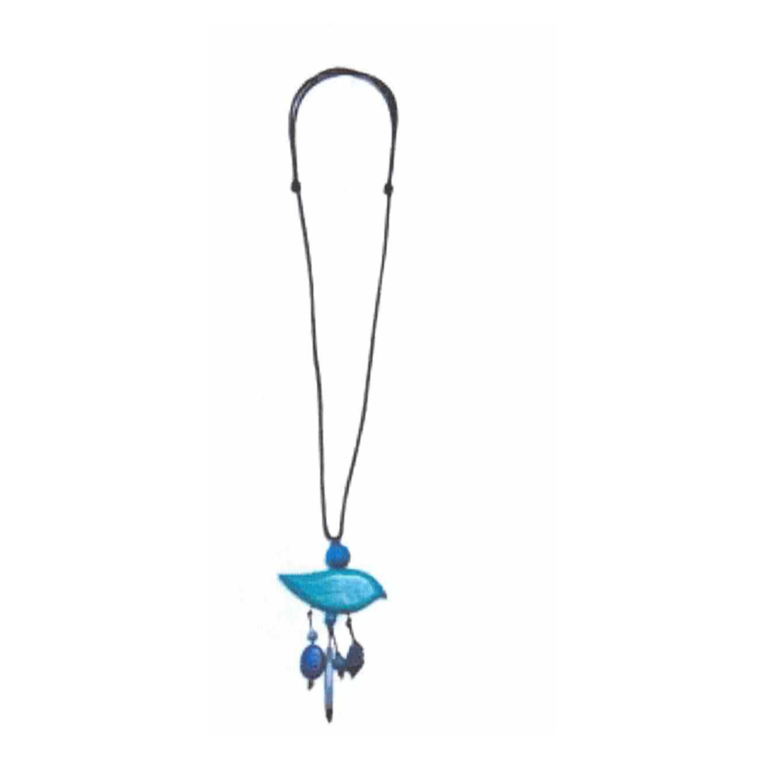 Whimsical Wooden Bird Necklace N6-8405