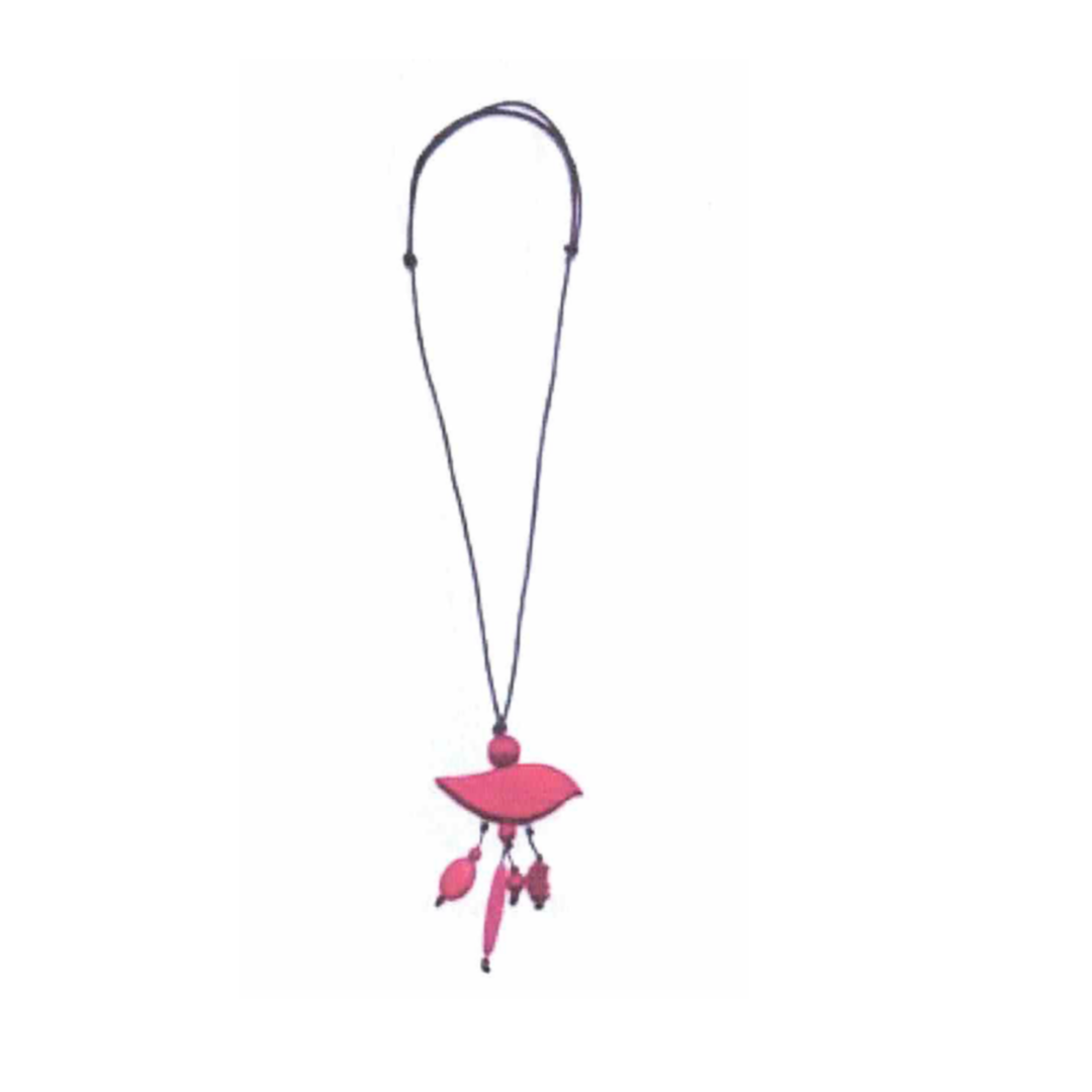 Whimsical Wooden Bird Necklace N6-8405