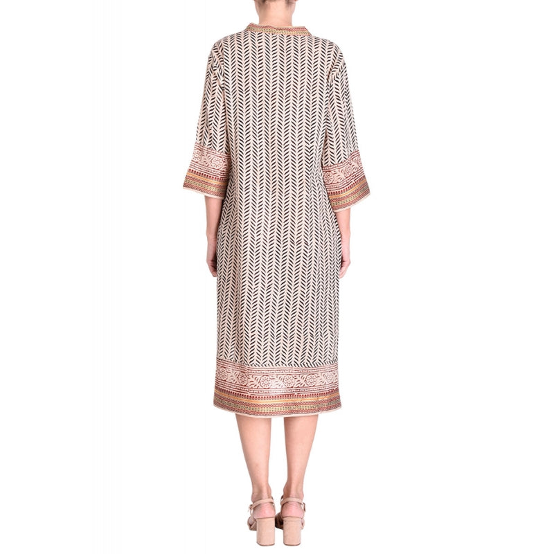 Long Block Printed Tunic - Noir