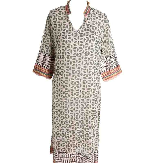 Long Block Printed Tunic - Vert Fonce