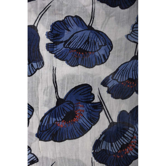 GIANT POPPIES COTTON SCARF - BLEU CLAIR