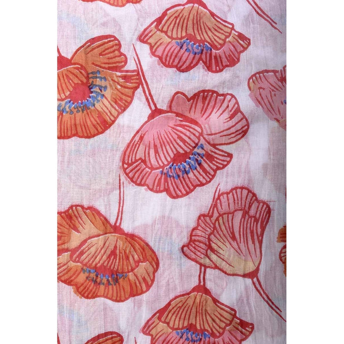 GIANT POPPIES COTTON SCARF - ROUGE CLAIR