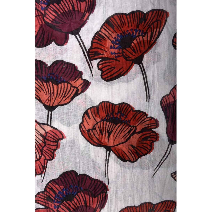GIANT POPPIES COTTON SCARF - ROUGE FONCE