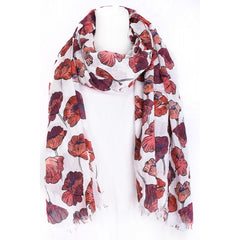 GIANT POPPIES COTTON SCARF - ROUGE FONCE