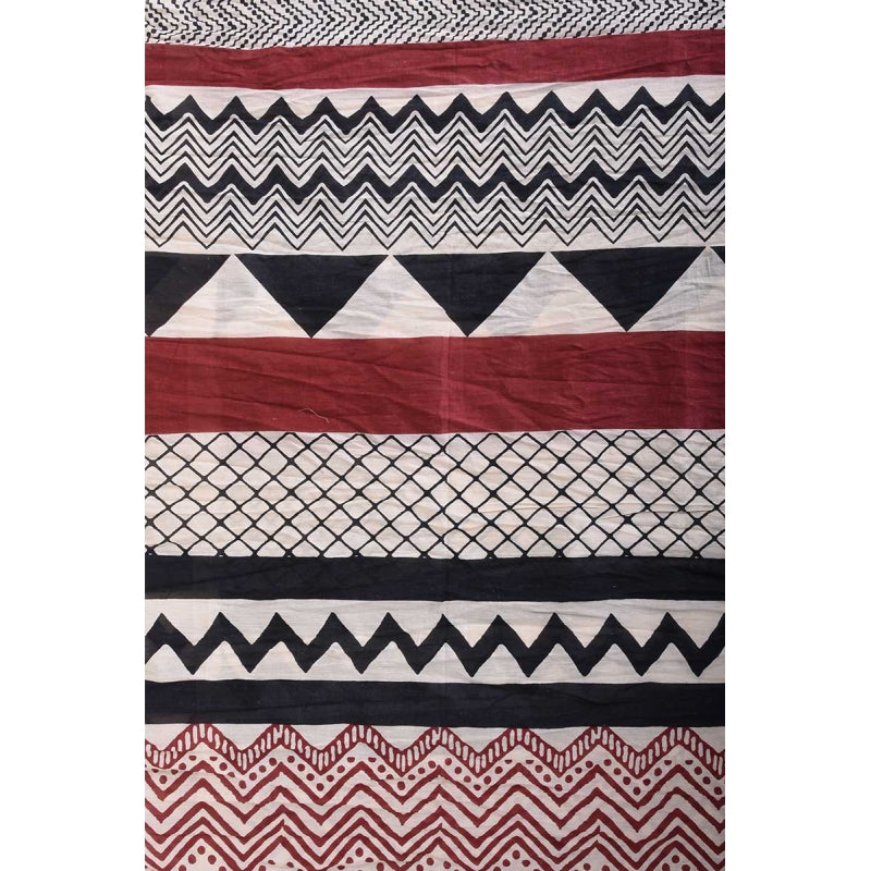 Block with Zig Zag Print Pure Cotton Scarf - 64735