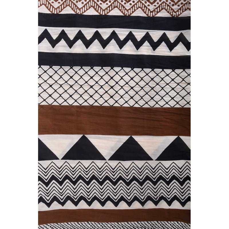 Block with Zig Zag Print Pure Cotton Scarf - 64735