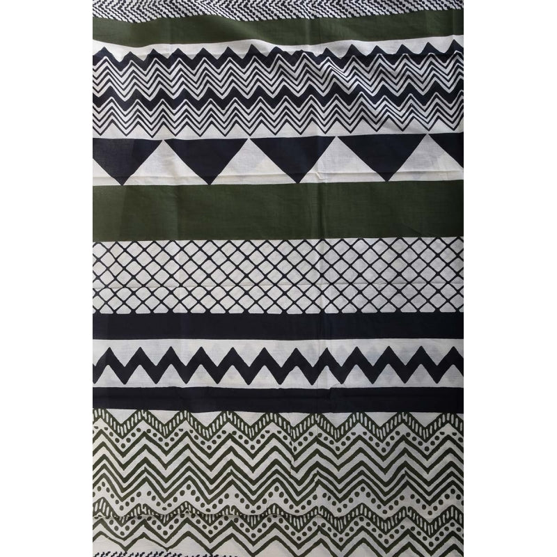 Block with Zig Zag Print Pure Cotton Scarf - 64735